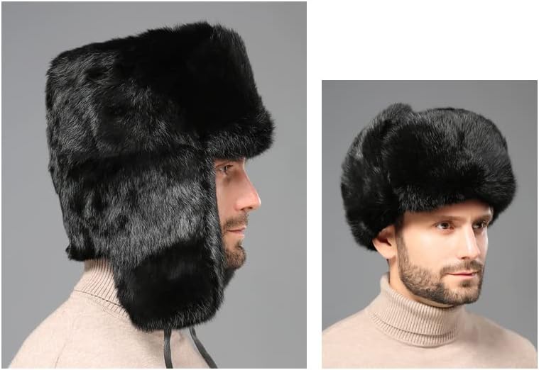 PURFUN Men Women Faux Fur Trapper Hat Winter Thick Furry Ushanka Earflap Cap Windproof Cycling Ski Hunting Hat with Ear Flap - Image 4